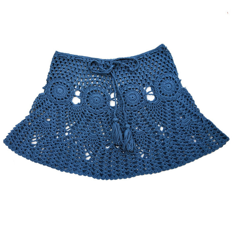 JuliaFashion - 2024 Women Summer Candy Color Handmade Cotton Knitted Crochet Mini Skirts