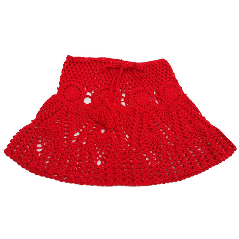 JuliaFashion - 2024 Women Summer Candy Color Handmade Cotton Knitted Crochet Mini Skirts