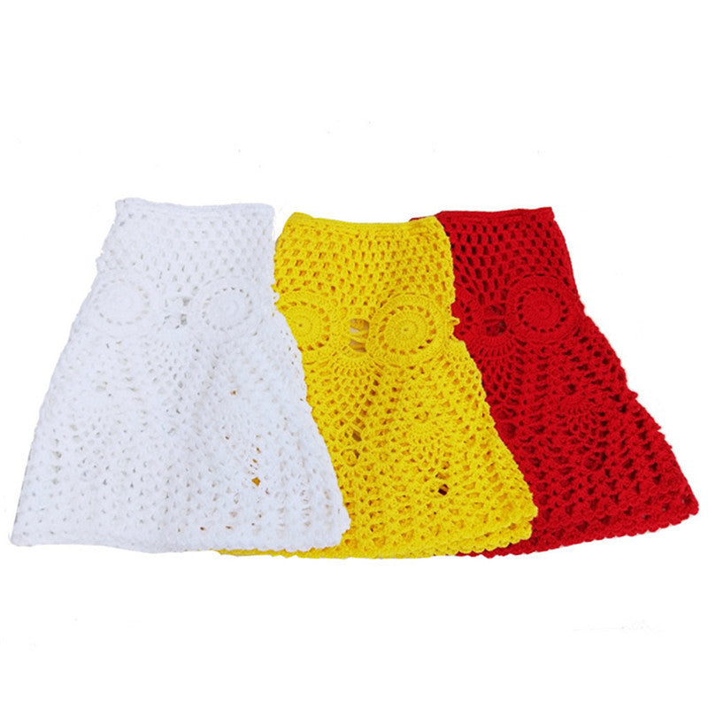 JuliaFashion - 2024 Women Summer Candy Color Handmade Cotton Knitted Crochet Mini Skirts