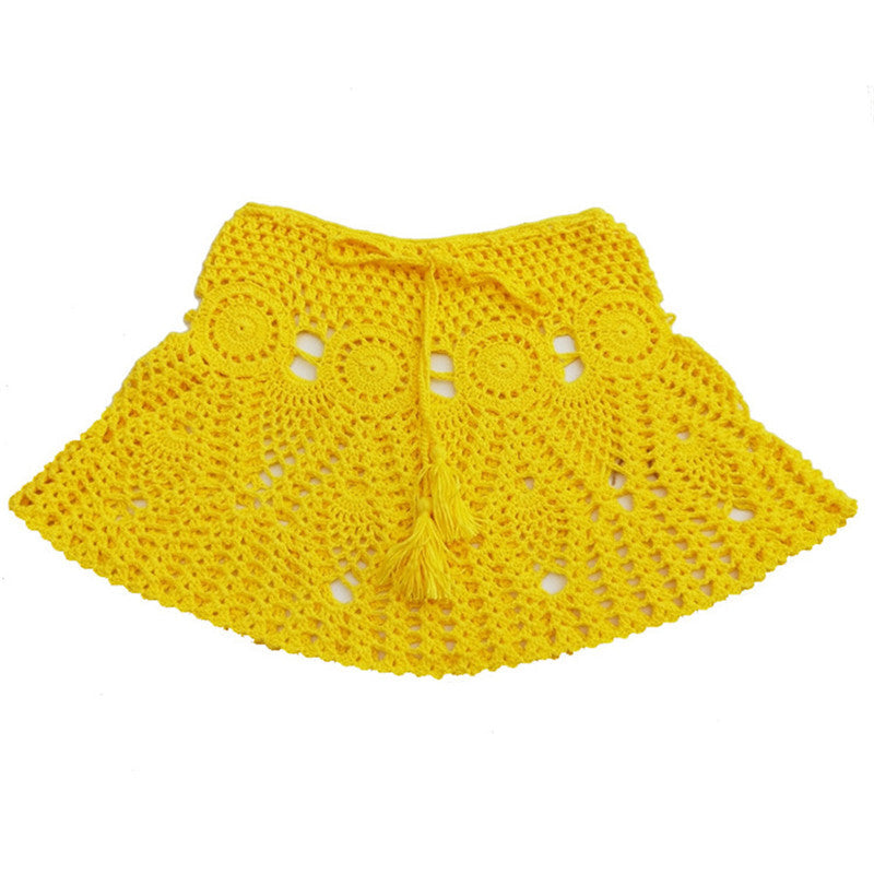 JuliaFashion - 2024 Women Summer Candy Color Handmade Cotton Knitted Crochet Mini Skirts