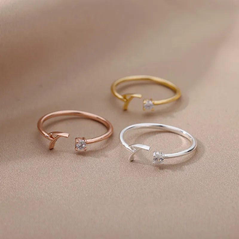 JuliaFashion-Adjustable Stainless Steel Initial Name Ring