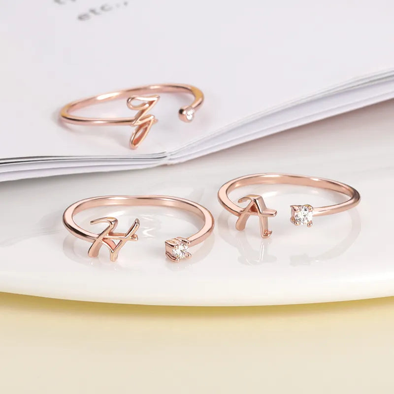 JuliaFashion-Adjustable Stainless Steel Initial Name Ring