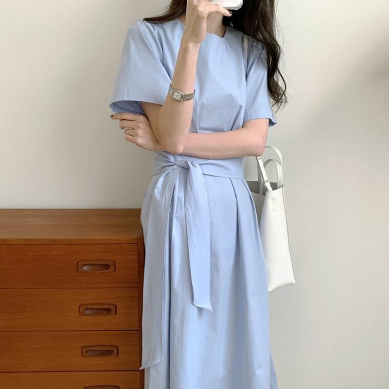 Elegant Chic Pleated Solid Summer Dress