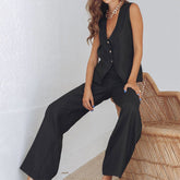 JuliaFashion - Sexy Black Flare Leggings Set