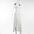 JuliaFashion - 2024 Spaghetti Strap Draped Backless Sexy Maxi Dress