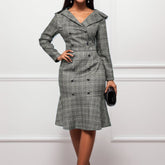 JuliaFashion - Vintage Ruffle Slim Lady Robe Mujer Midi Dress