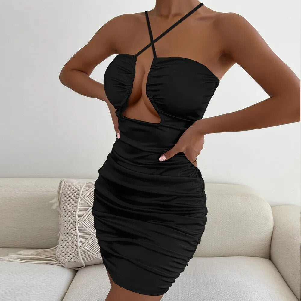 JuliaFashion - 2024 Sexy Black Halter Mini Dress