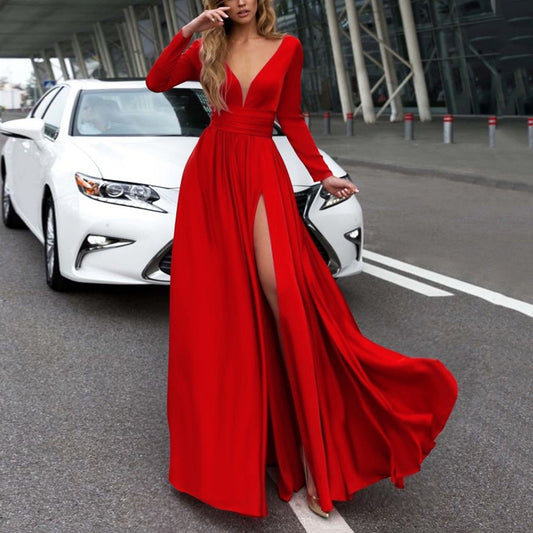 JuliaFashion - Sexy V-Neck Sequins Mermaid Maxi Dress