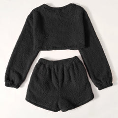 JuliaFashion - 2024 Solid Long Sleeve O-Neck Pullover Pajama Set