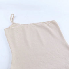 JuliaFashion - 2024 Sexy Backless One Shoulder Suspenders Split Dress