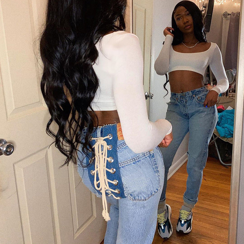 JuliaFashion - 2024 Street Fashion Fitness Trousers Hip Bandage Lace Up Vintage Pants