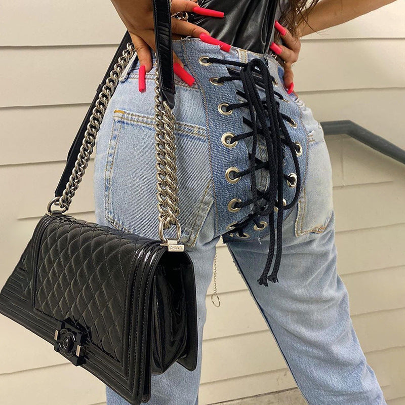 JuliaFashion - 2024 Street Fashion Fitness Trousers Hip Bandage Lace Up Vintage Pants