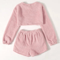 JuliaFashion - 2024 Solid Long Sleeve O-Neck Pullover Pajama Set