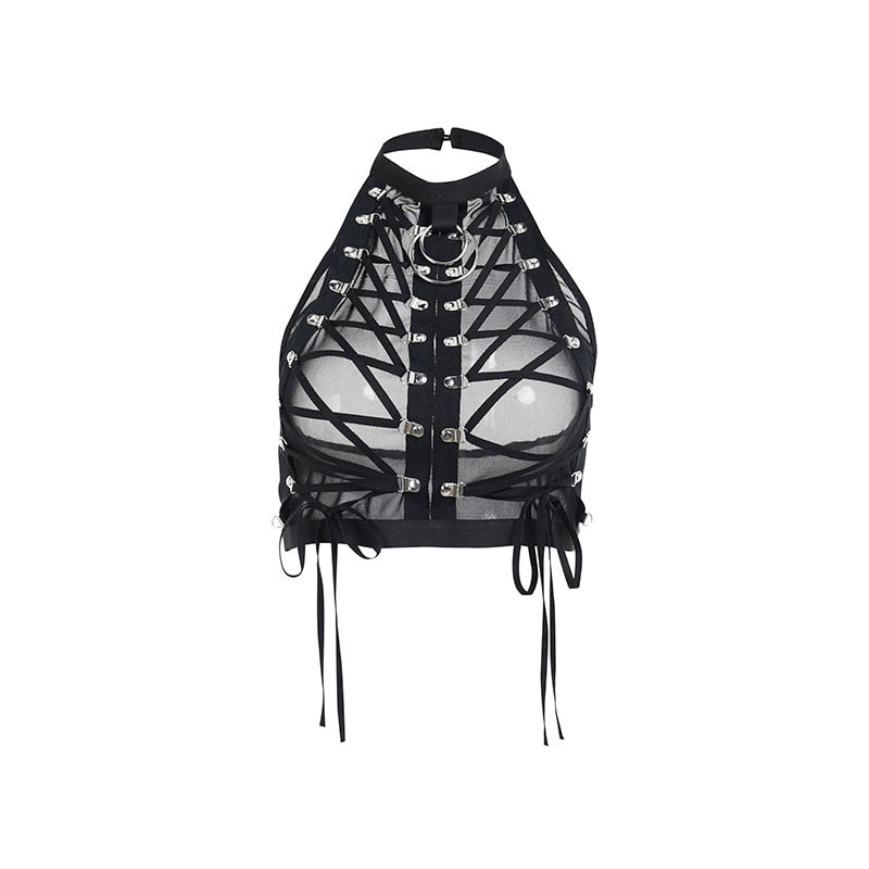 JuliaFashion - 2024 Sexy Harajuku Punk Hollow Out Skirt