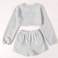 JuliaFashion - 2024 Solid Long Sleeve O-Neck Pullover Pajama Set