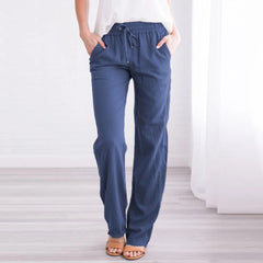 JuliaFashion-Loose Wide-Leg Pocket Ankle-length Length Trousers