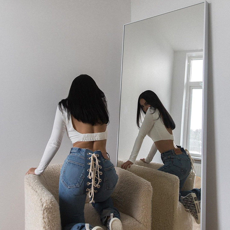JuliaFashion - 2024 Street Fashion Fitness Trousers Hip Bandage Lace Up Vintage Pants