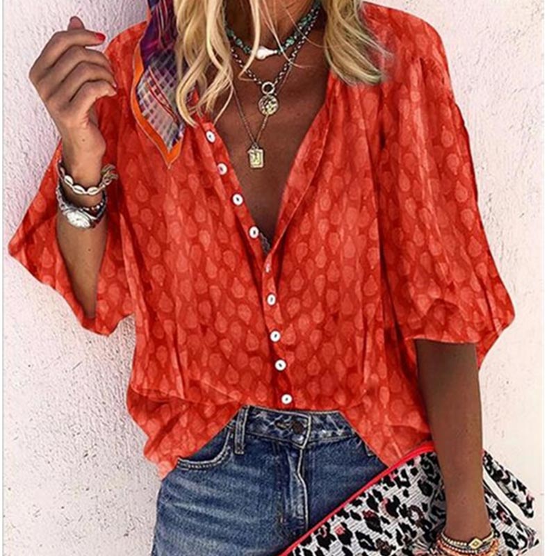 JuliaFashion - 2024 Women Casual Long Sleeve Geometric Patterns Loose Shirts