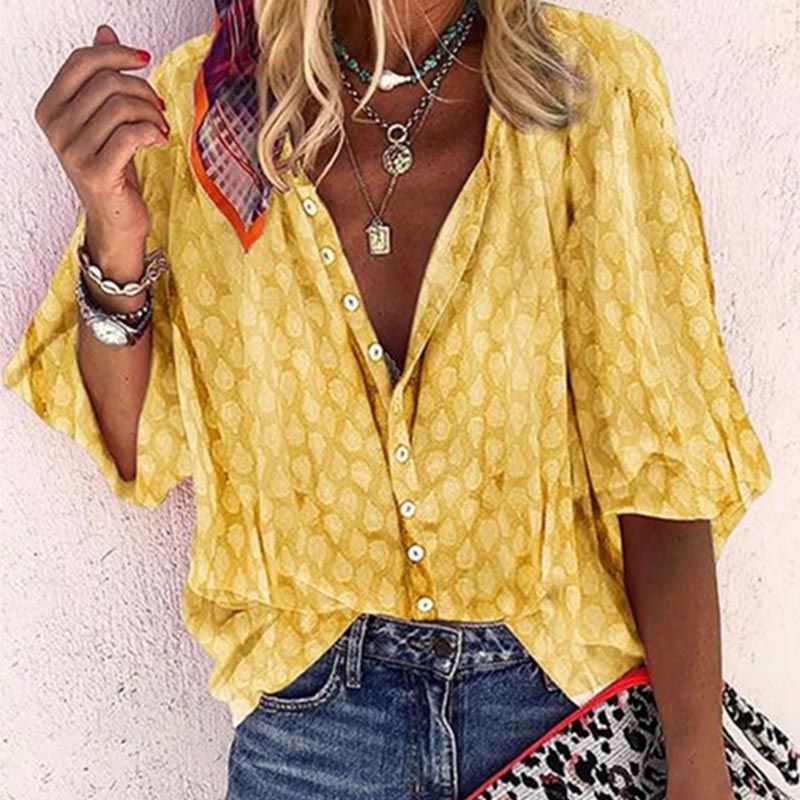 JuliaFashion - 2024 Women Casual Long Sleeve Geometric Patterns Loose Shirts