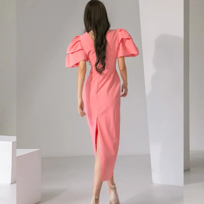JuliaFashion-Chic Korea Vintage Pencil Split Dress