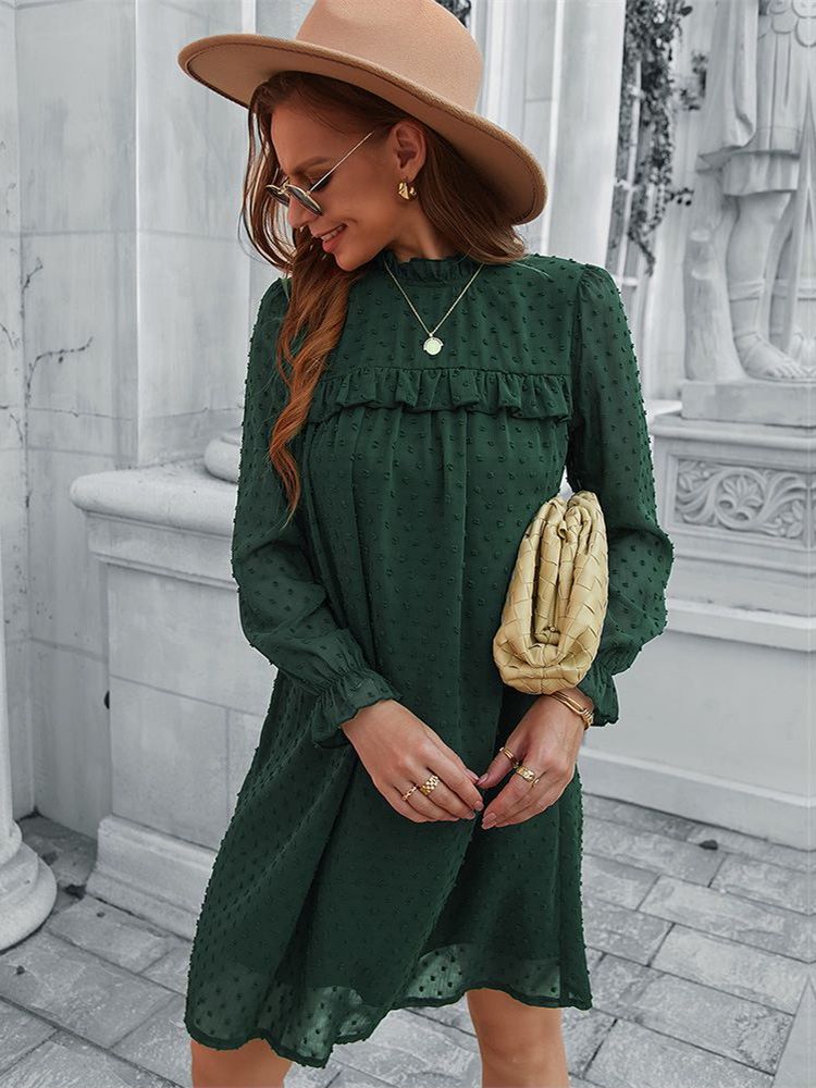 JuliaFashion - 2024 Solid Ruffles High Waist Bohemian Sexy Beach Mini Dress