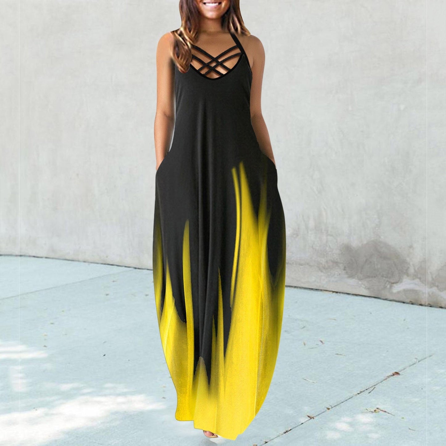 JuliaFashion-Bohemian Sleeveless Elegant Robe Boho Dress