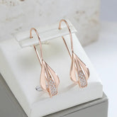 JuliaFashion-Elegant Rose Gold Zircon Dangle Earring
