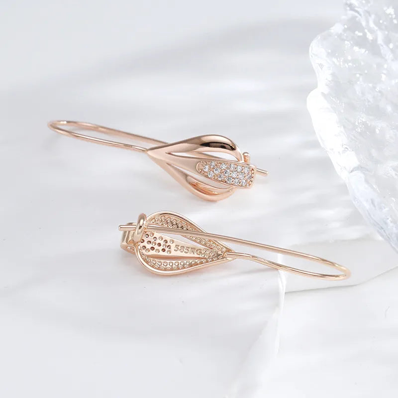 JuliaFashion-Elegant Rose Gold Zircon Dangle Earring