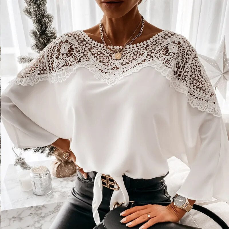 JuliaFashion - 2024 Vintage Elegant Lace Blouses