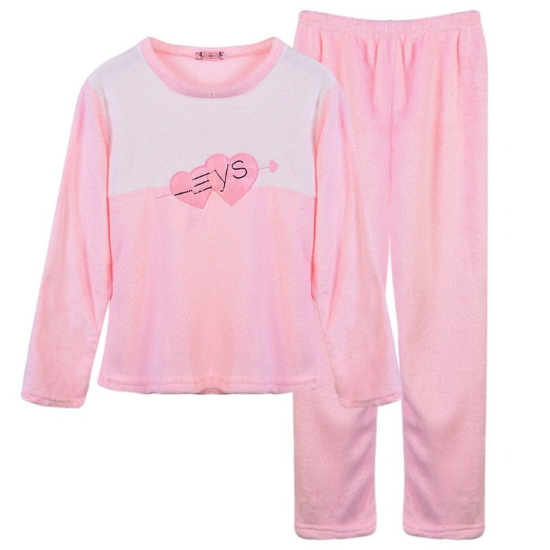 JuliaFashion - 2024 Solid Long Sleeve Winter Fluffy Pijama Suit