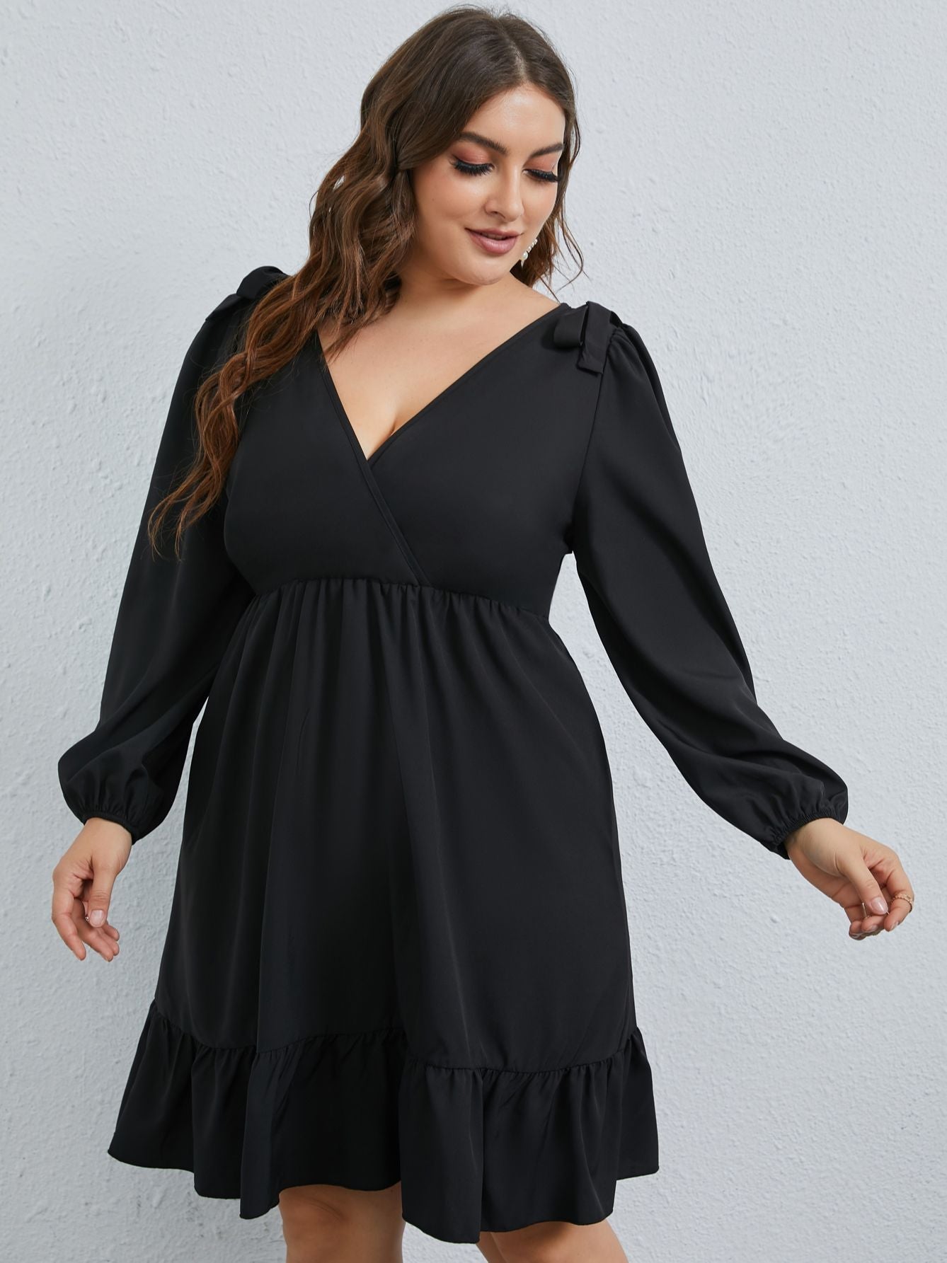 JuliaFashion-Long Sleeve V-Neck Casual Dresses