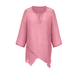 JuliaFashion - 2024 Women's V-Neck Long Sleeve Tunic Shirts Loose Casual T Shirt