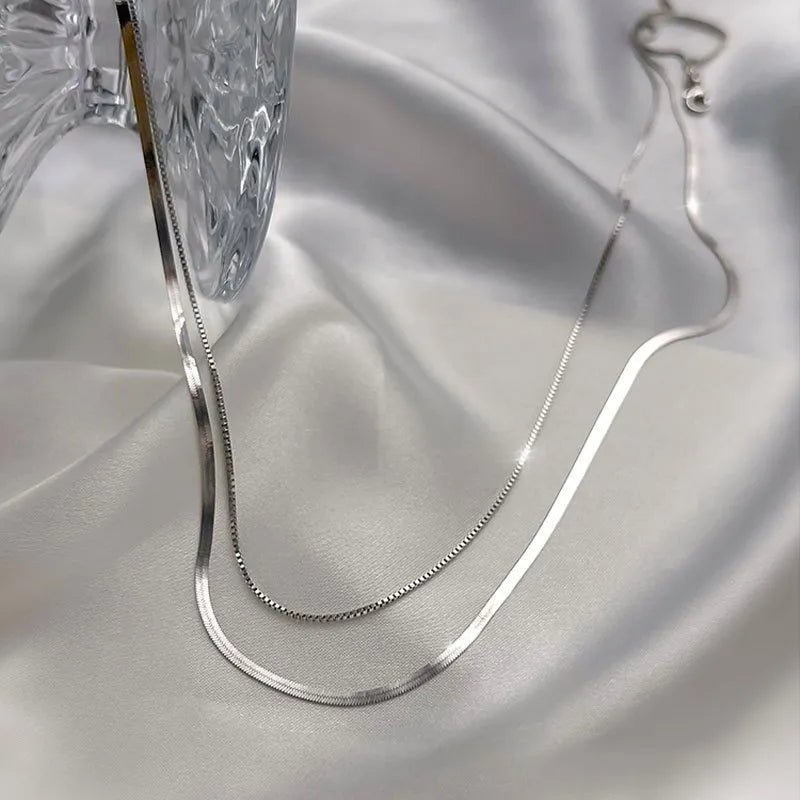 JuliaFashion - 2024 Unisex Double Flat Snake Necklace