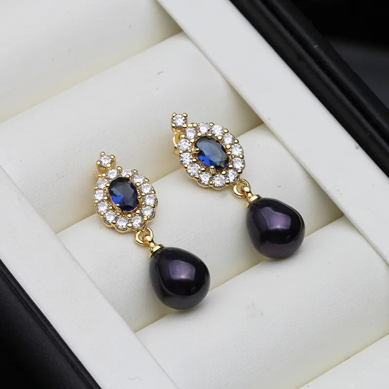 JuliaFashion-Gold-Plated Freshwater Pearl Drop Earrings