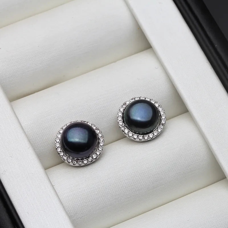 JuliaFashion - 2024 White Freshwater Pearl Stud Earrings