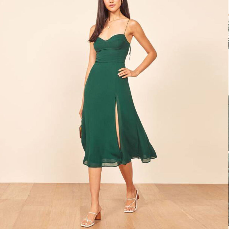Retro Solid Lace Summer Dress