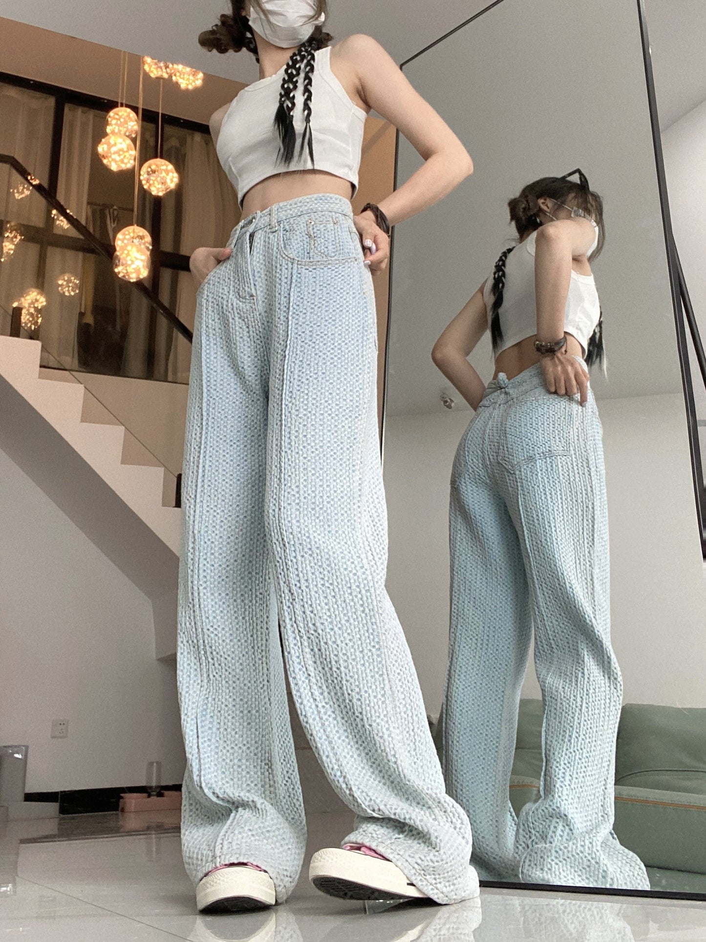 JuliaFashion - 2024 SURMIITRO Spring Casual Boyfriend Jeans Women Korean Fashion Loose High Waist Pants