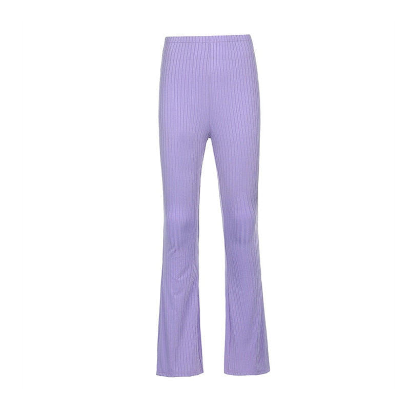 JuliaFashion - 2024 Streetwear Slim High Waist Capris Sexy Bell Bottom