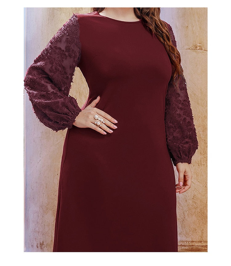JuliaFashion-Gentle Lace Casual Gauze Design O-Neck Dresses