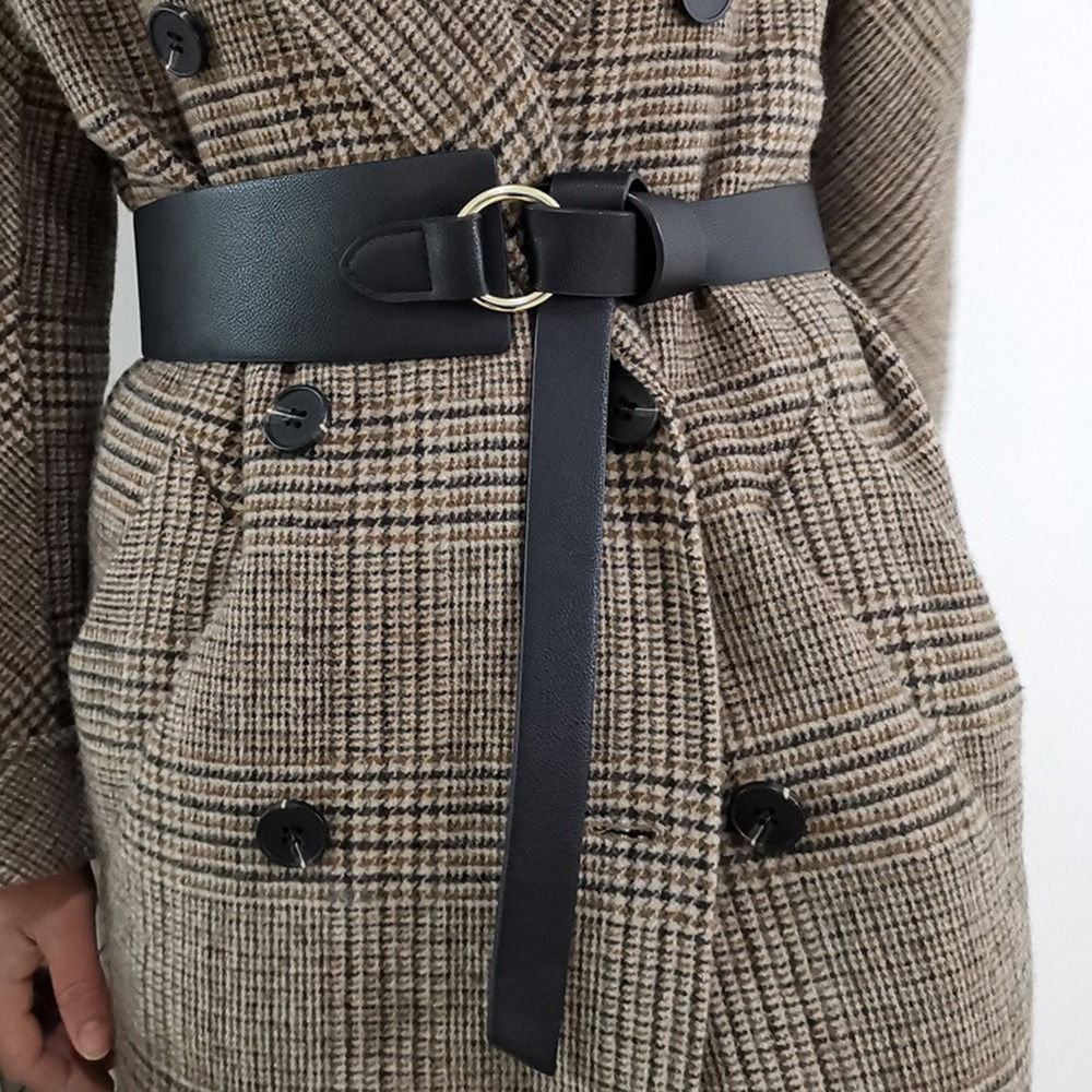 JuliaFashion - 2024 Retro Solid Color PU Leather Wide Corset Belt