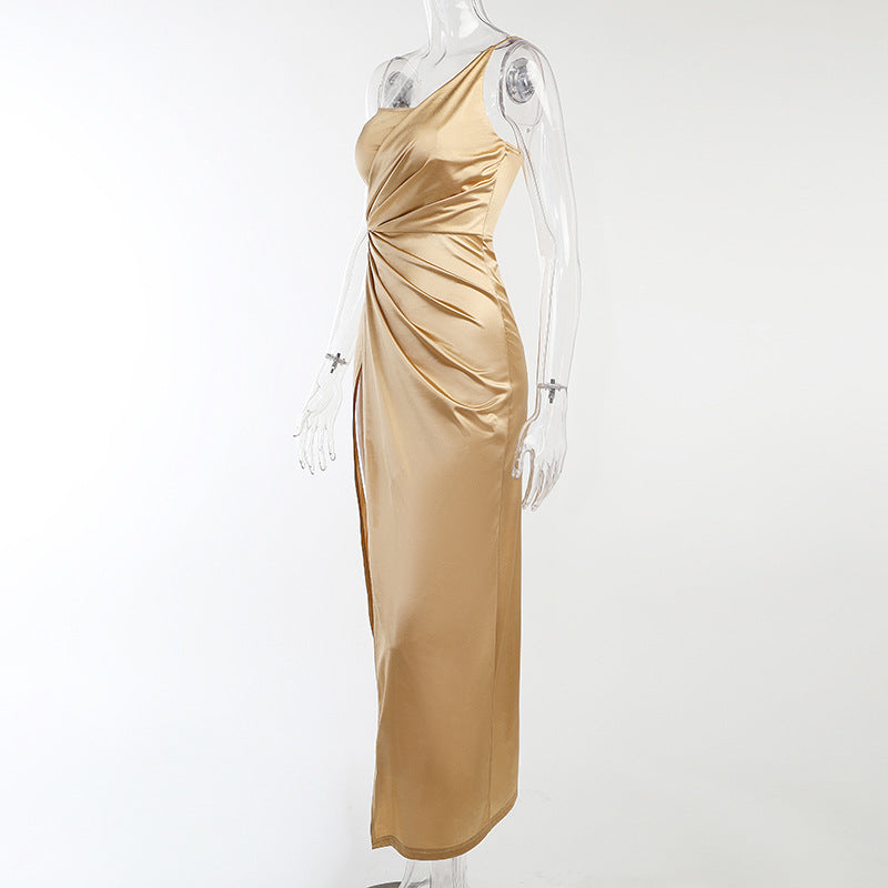 JuliaFashion - 2024 Split Gold Strapless Sexy Elegant Party Dresses