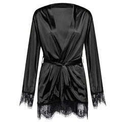 JuliaFashion-Perspective Pajamas V-Neck Lace Mesh Lace Nightdress