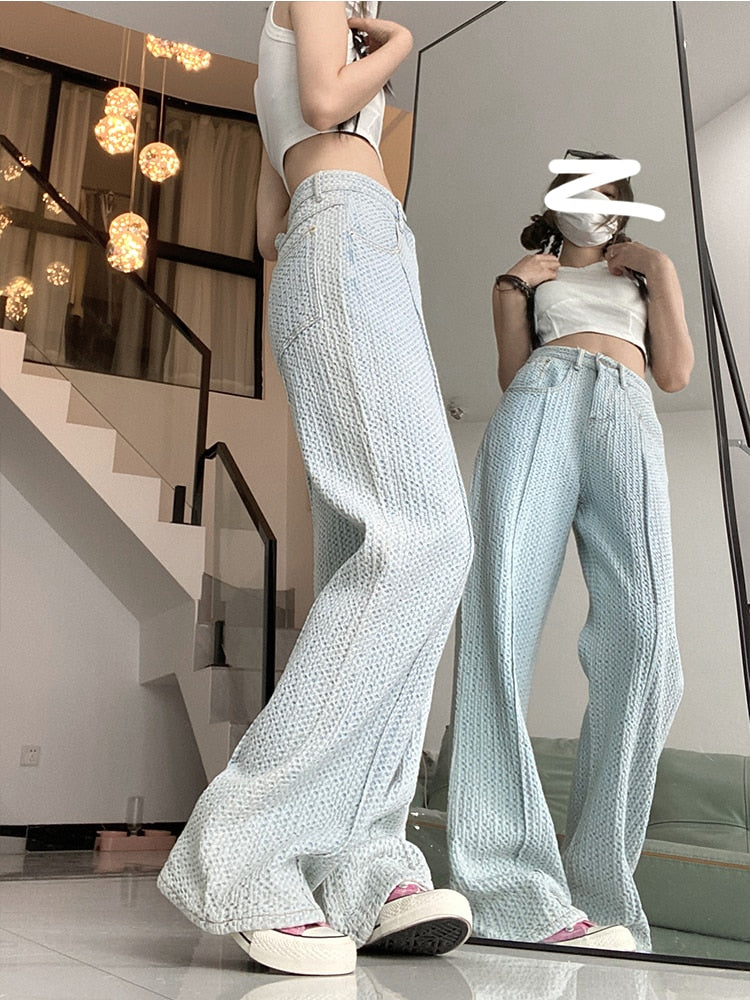 JuliaFashion - 2024 SURMIITRO Spring Casual Boyfriend Jeans Women Korean Fashion Loose High Waist Pants