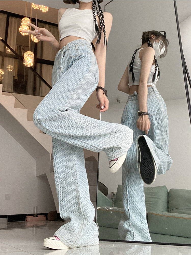 JuliaFashion - 2024 SURMIITRO Spring Casual Boyfriend Jeans Women Korean Fashion Loose High Waist Pants