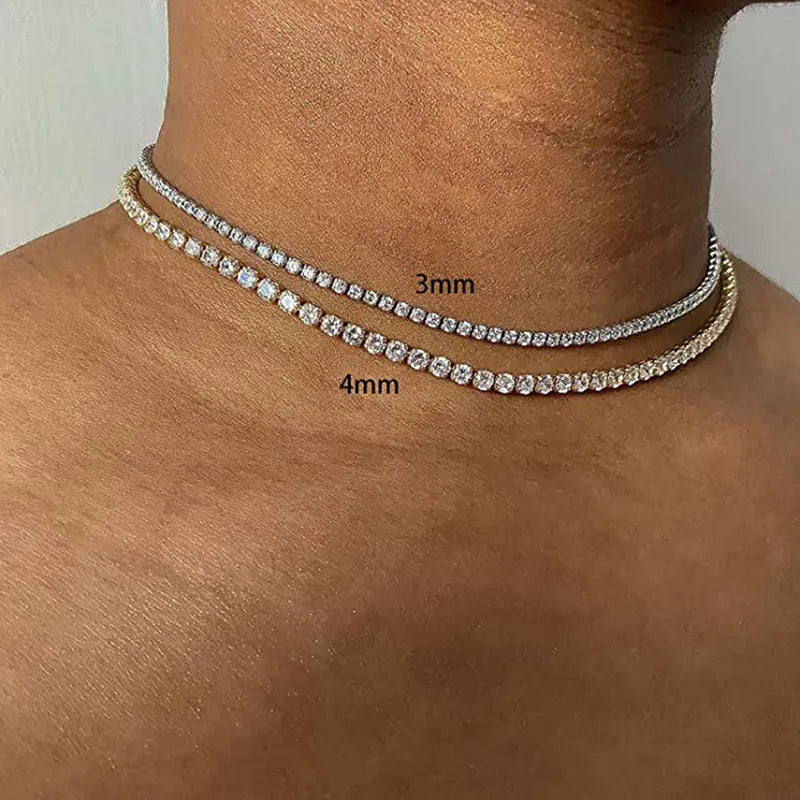 JuliaFashion-Luxury Iced Out Tennis Chain Necklace