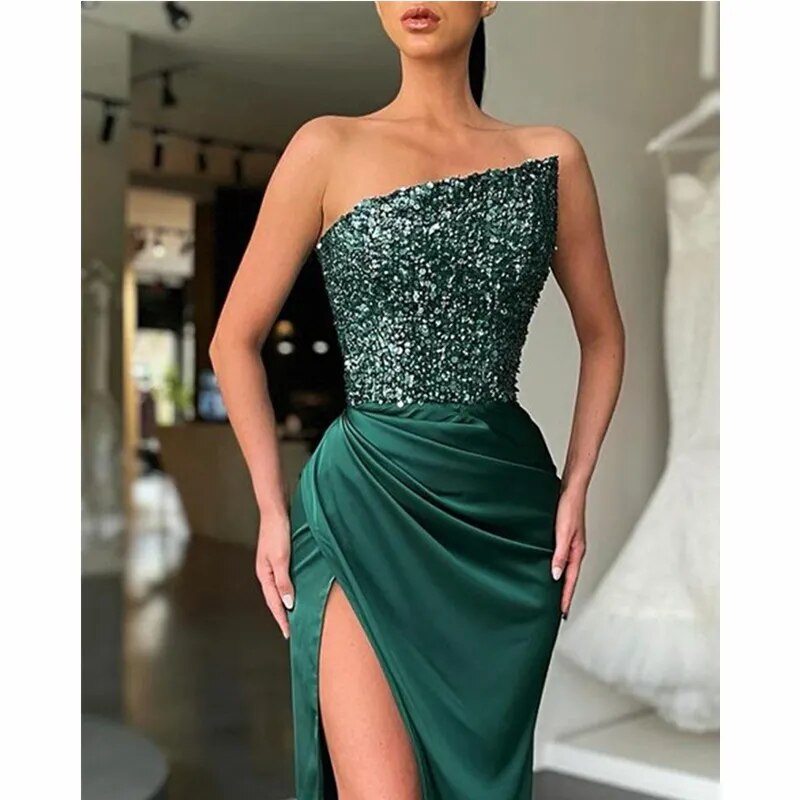 JuliaFashion - 2024 Sexy Off Shoulder Sequins Floor-Length Dress