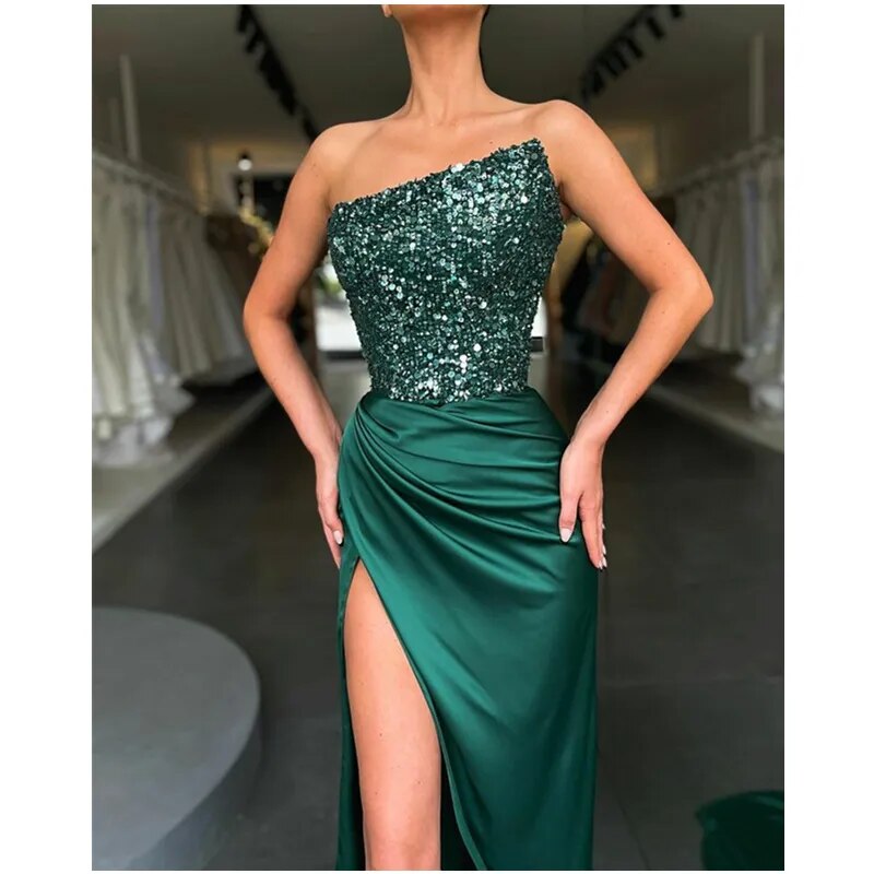 JuliaFashion - 2024 Sexy Off Shoulder Sequins Floor-Length Dress