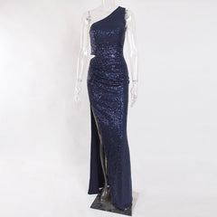 JuliaFashion - Sexy Silver Hollow Out Sequin Cocktail Dress