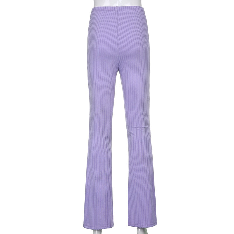 JuliaFashion - 2024 Streetwear Slim High Waist Capris Sexy Bell Bottom