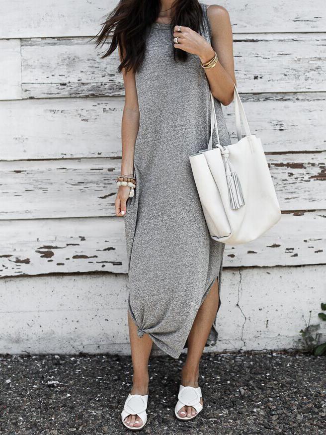 JuliaFashion - 2024 Simple As Can Be Seamless Midi Dress